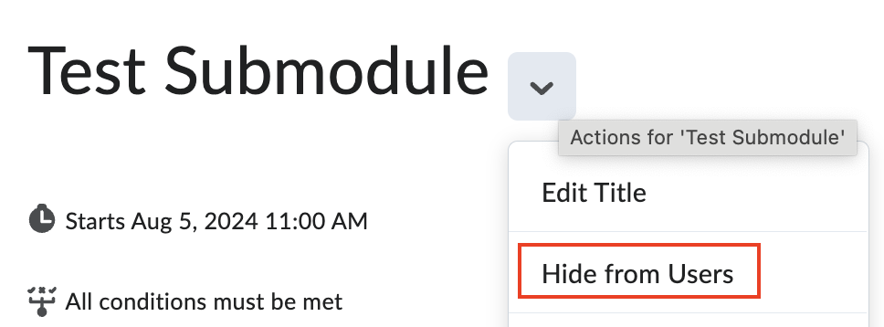 Hide a content module or submodule page